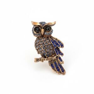 Blue and Gold Owl Brooch